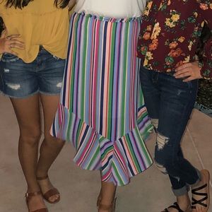Colorful Striped High Los Skirt